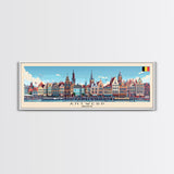 Antwerp Belgium Wall Art, Panoramic Travel Poster, Panoramic Framed Canvas Print, City Wall Art, Wall Hanging Home Decor, Travel Art