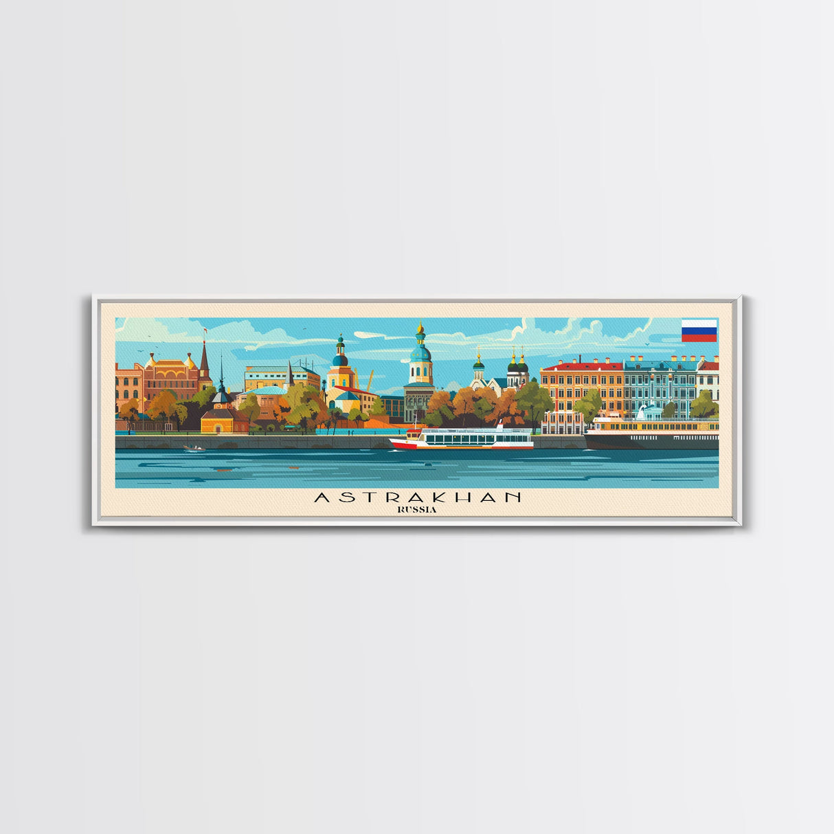 Astrakhan Russia Travel Print Wall Art, Panoramic City Art, Travel Art, Wall Decor, Vacation Gift, Framed Canvas Print Or Metal Art