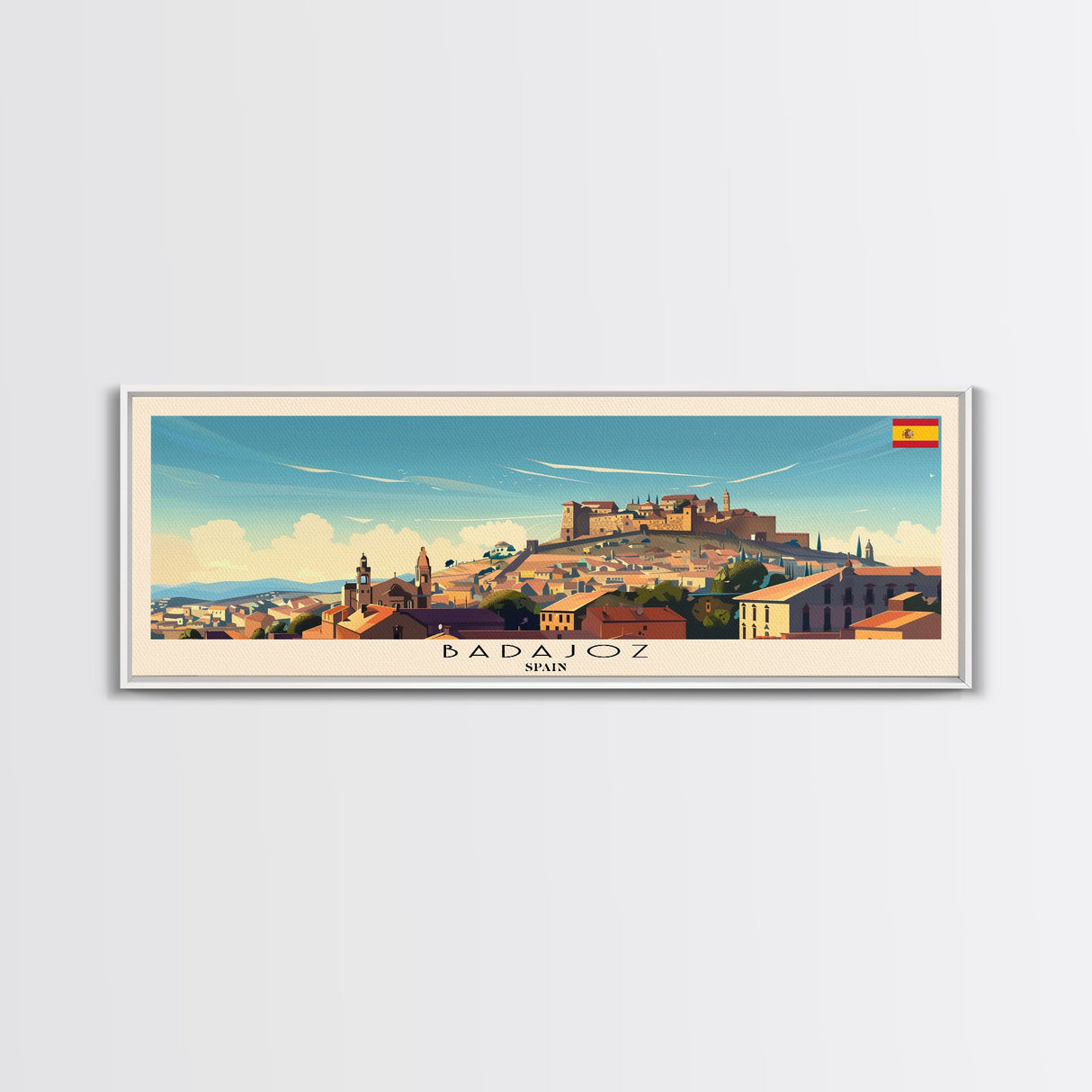 Badajoz Spain Wall Art, Panoramic Travel Poster, Panoramic Framed Canvas Print, City Wall Art, Wall Hanging Home Decor, Travel Art