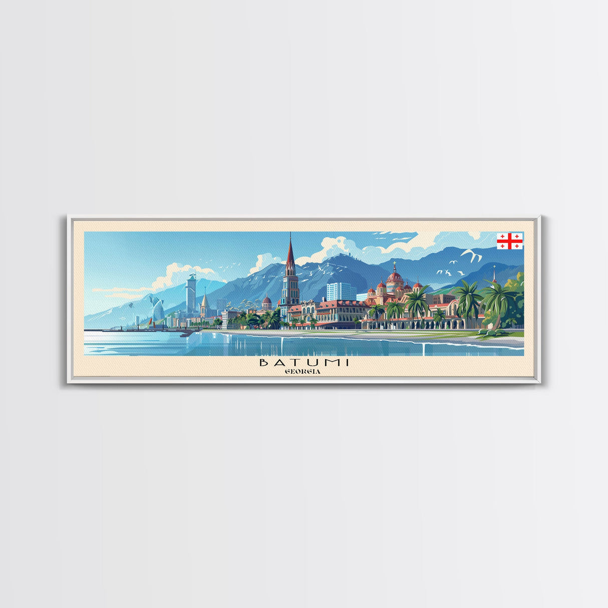 Batumi Georgia Wall Art, Panoramic Travel Poster, Panoramic Framed Canvas Print, City Wall Art, Wall Hanging Home Decor, Travel Art