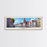 Bruges Belgium Travel Art, City Art, Framed Canvas Print or Metal Wall Art, Europe Travel Poster, Panoramic Wall Art, Extra Wide Wall Art