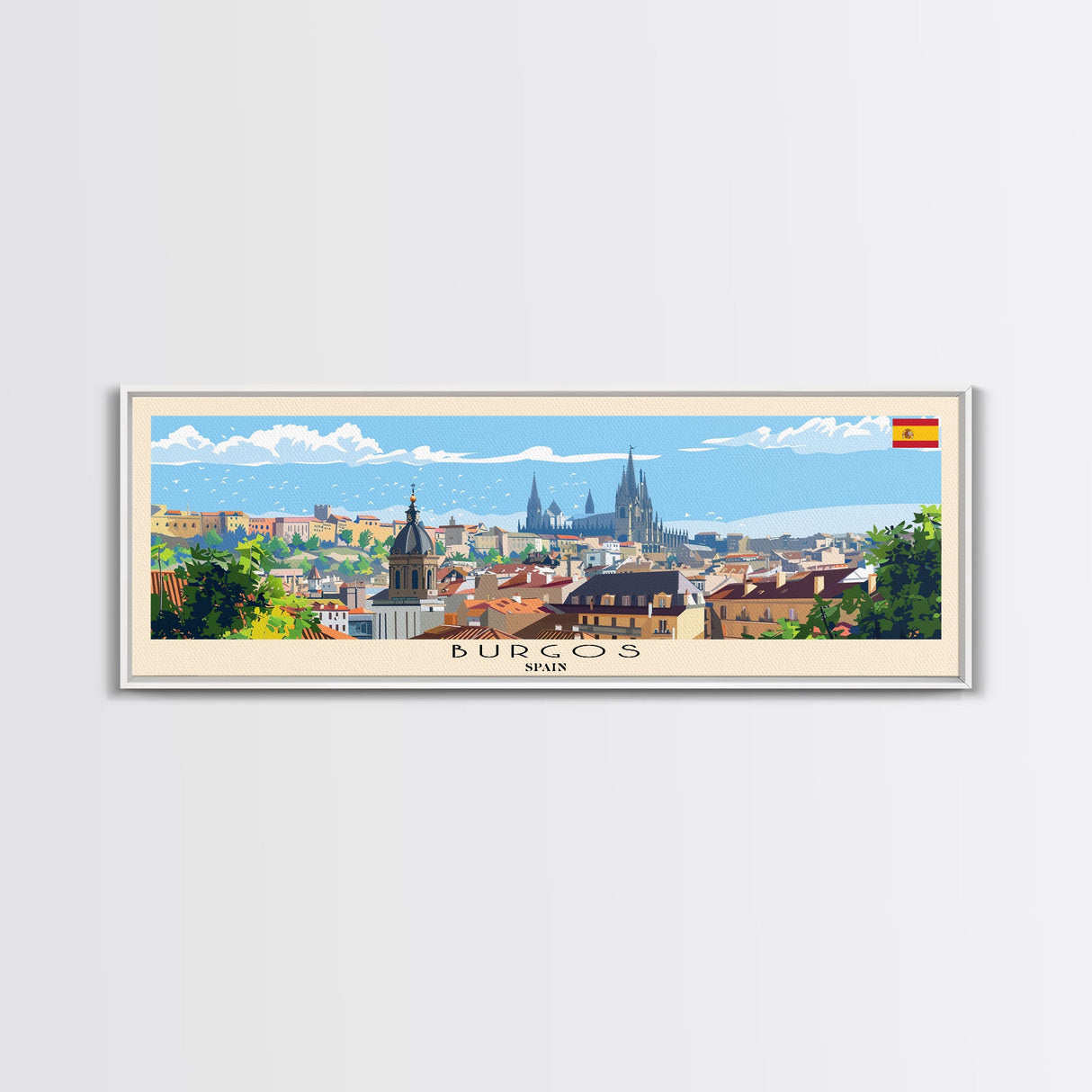 Burgos Spain Wall Art, Panoramic Travel Poster, Panoramic Framed Canvas Print, City Wall Art, Wall Hanging Home Decor, Travel Art