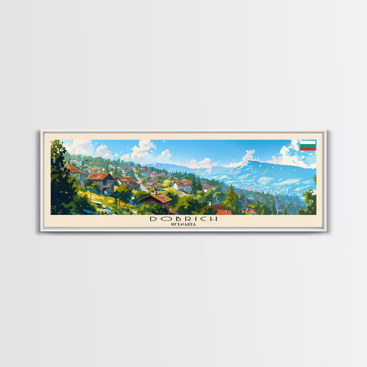 Dobrich Bulgaria Travel Art, City Art, Framed Canvas Print or Metal Wall Art, Europe Travel Poster, Panoramic Wall Art, Extra Wide Wall Art