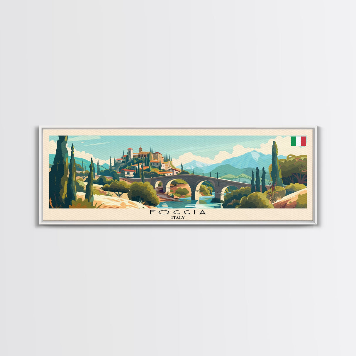 Foggia Italy Wall Art, Panoramic Travel Poster, Panoramic Framed Canvas Print, City Wall Art, Wall Hanging Home Decor, Travel Art