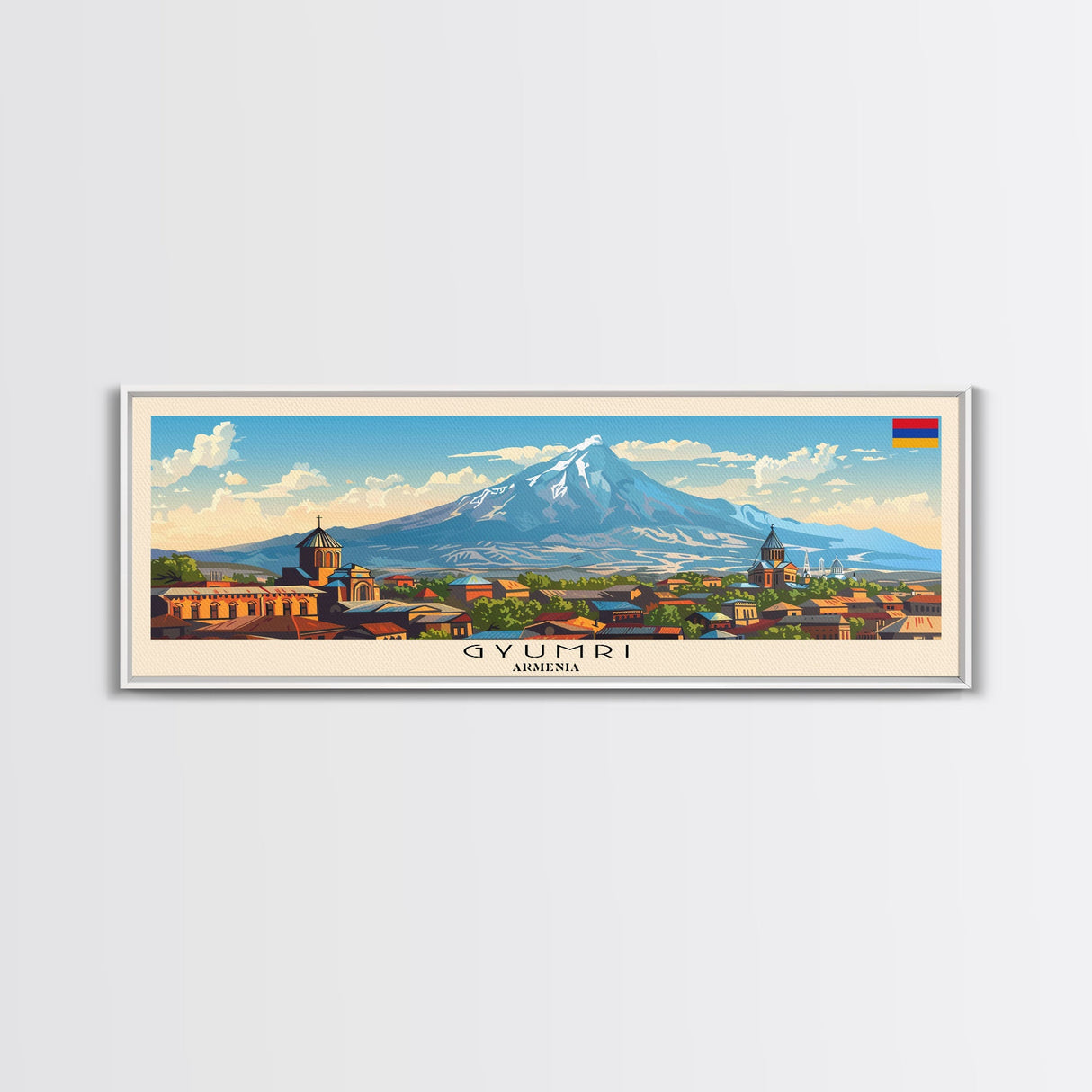 Gyumri Armenia Travel Print Wall Art, Panoramic City Art, Travel Art, Wall Decor, Vacation Gift, Framed Canvas Print Or Metal Art