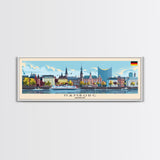 Hamburg Germany Travel Print Wall Art, Panoramic City Art, Travel Art, Wall Decor, Vacation Gift, Framed Canvas Print Or Metal Art