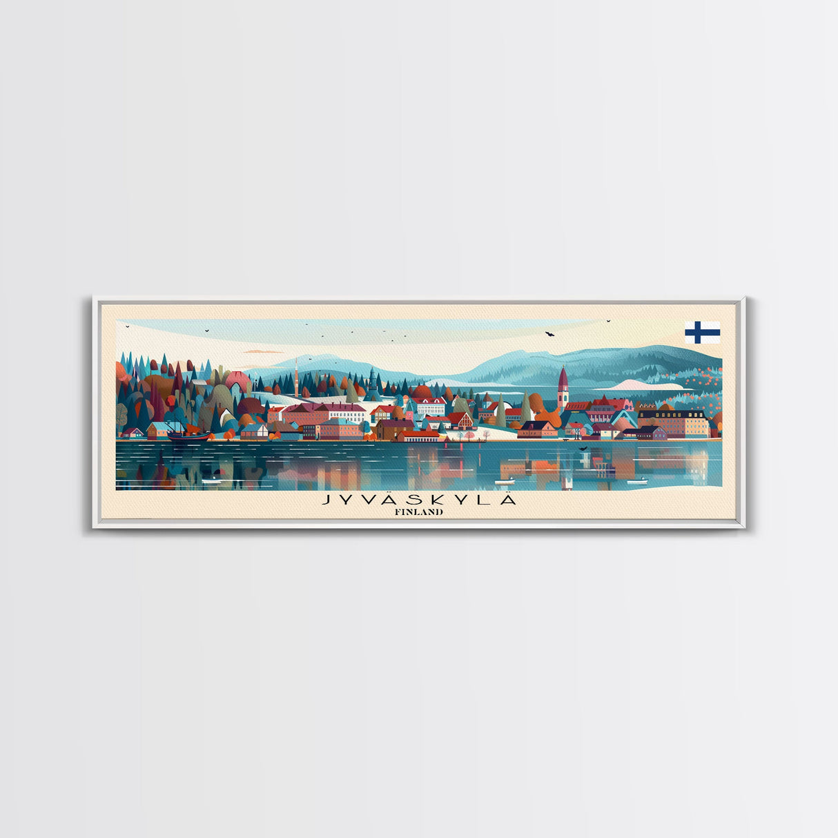 Jyvaskyla Finland Travel Art, City Art, Framed Canvas Print or Metal Wall Art, Europe Travel Poster, Panoramic Wall Art, Extra Wide Wall Art