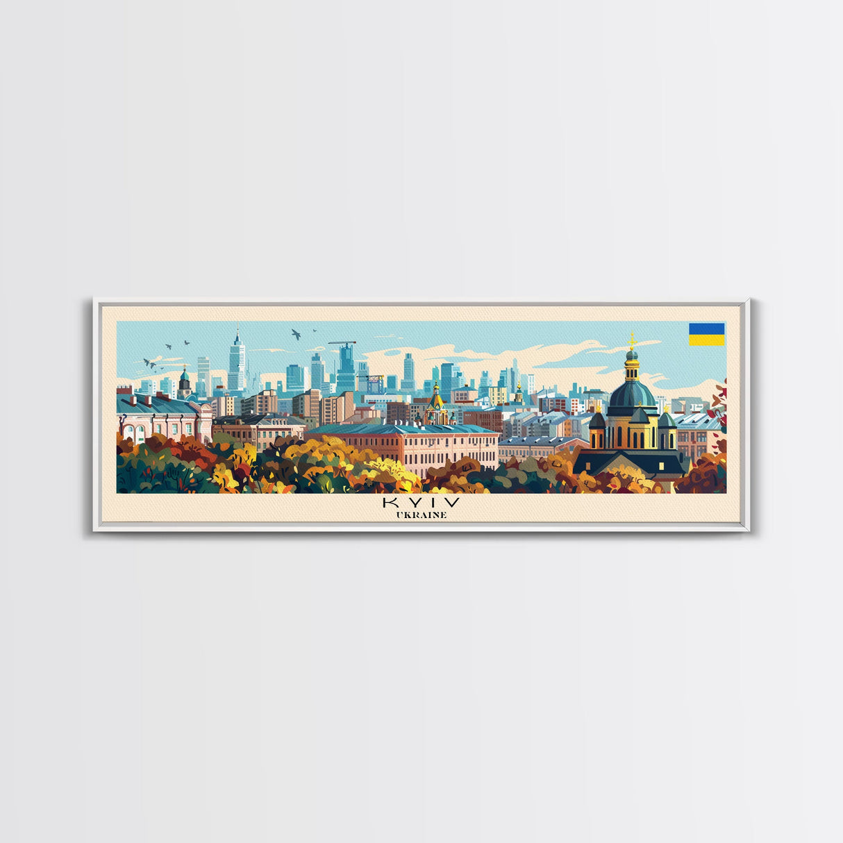 Kyiv Ukraine Wall Art, Panoramic Travel Poster, Panoramic Framed Canvas Print, City Wall Art, Wall Hanging Home Decor, Travel Art