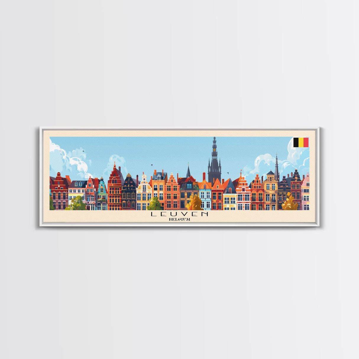 Leuven Belgium Travel Print Wall Art, Panoramic City Art, Travel Art, Wall Decor, Vacation Gift, Framed Canvas Print Or Metal Art