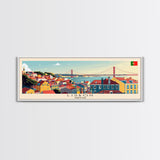 Lisbon Portugal Travel Print Wall Art, Panoramic City Art, Travel Art, Wall Decor, Vacation Gift, Framed Canvas Print Or Metal Art