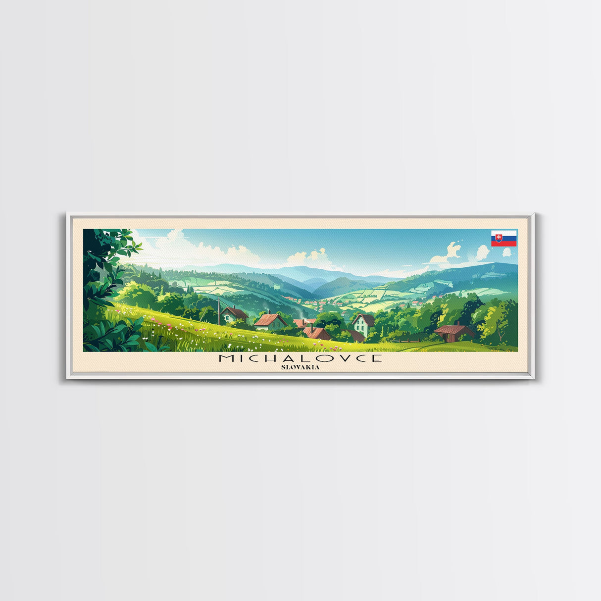 Michalovce Slovakia Travel Art, City Art, Framed Canvas Print or Metal Wall Art, Europe Travel Poster, Panoramic Wall Art, Extra Wide Wall Art