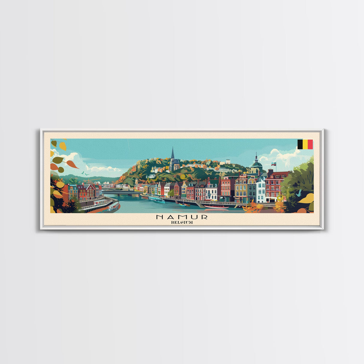 Namur Belgium Wall Art, Panoramic Travel Poster, Panoramic Framed Canvas Print, City Wall Art, Wall Hanging Home Decor, Travel Art