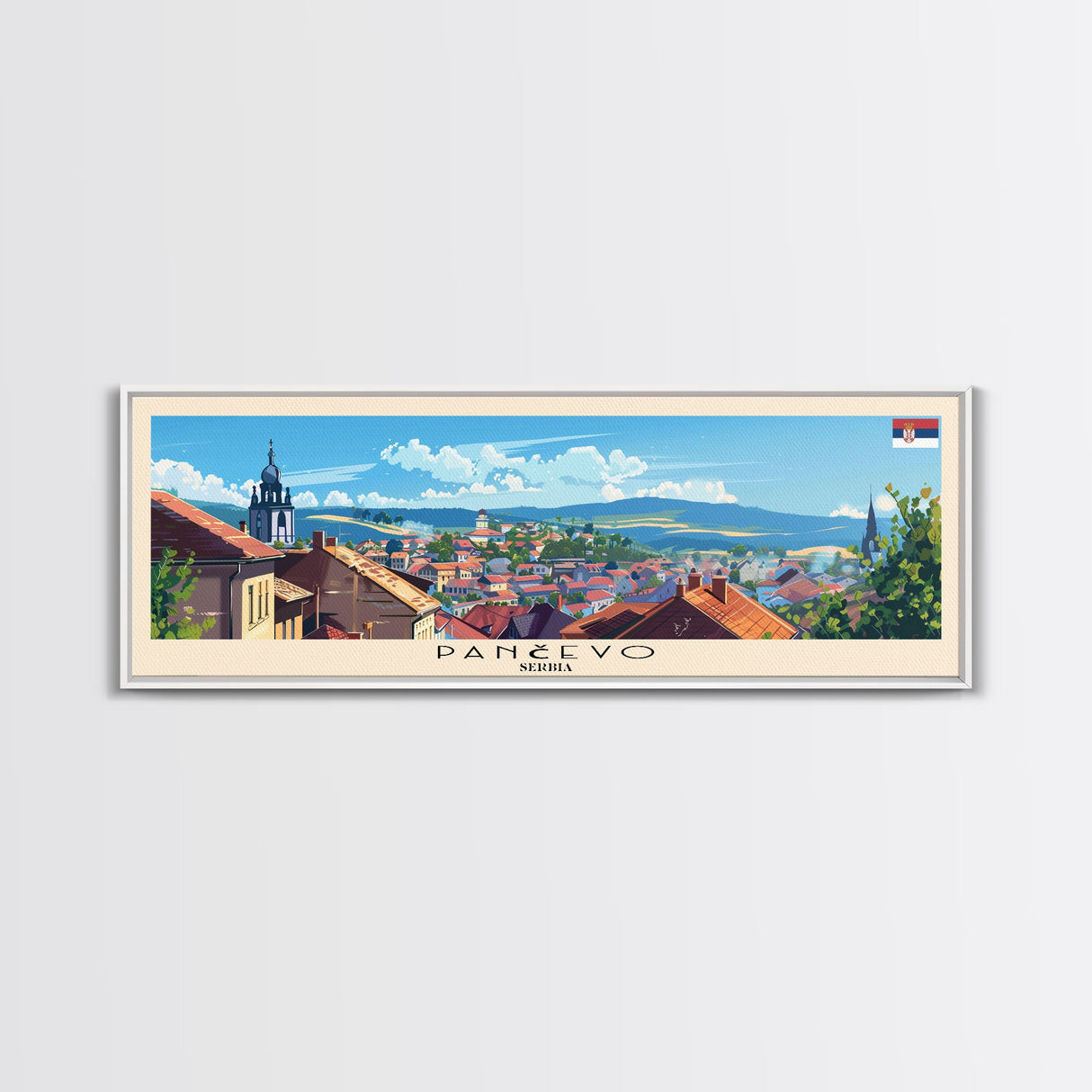 Pancevo Serbia Wall Art, Panoramic Travel Poster, Panoramic Framed Canvas Print, City Wall Art, Wall Hanging Home Decor, Travel Art