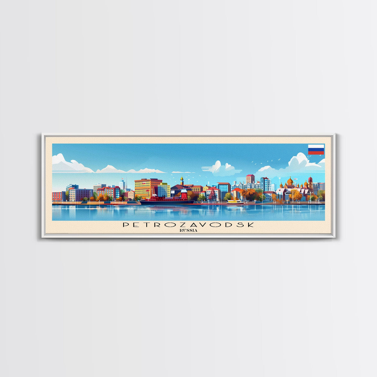 Petrozavodsk Russia Travel Print Wall Art, Panoramic City Art, Travel Art, Wall Decor, Vacation Gift, Framed Canvas Print Or Metal Art