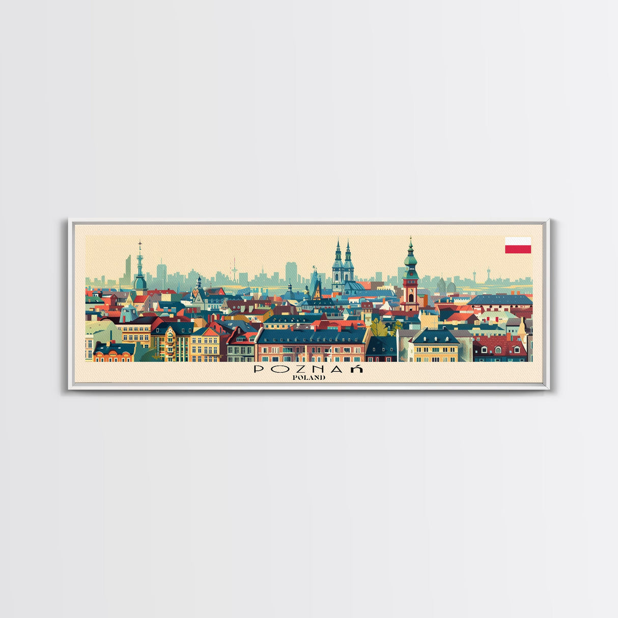 Poznan Poland Travel Art, City Art, Framed Canvas Print or Metal Wall Art, Europe Travel Poster, Panoramic Wall Art, Extra Wide Wall Art