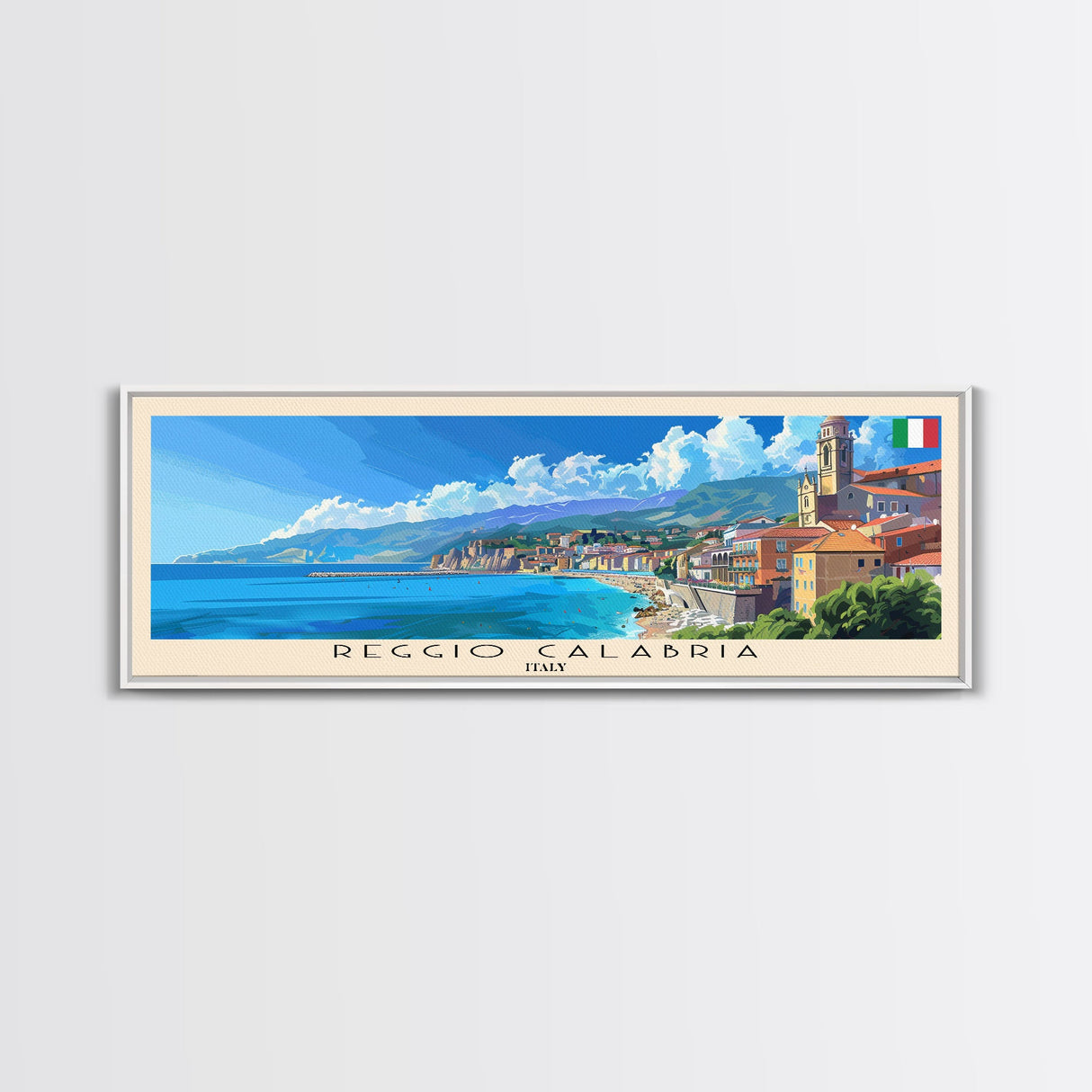 Reggio Calabria Wall Art, Panoramic Travel Poster, Panoramic Framed Canvas Print, City Wall Art, Wall Hanging Home Decor, Travel Art