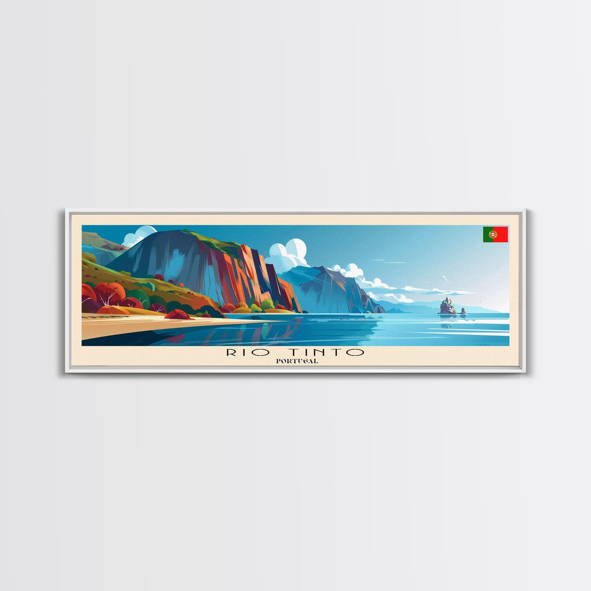 Rio Tinto Panoramic Travel Poster, Framed Canvas Print or Metal Wall Art, Travel Art, Home Decor, Panoramic Painting, Midcentury Art