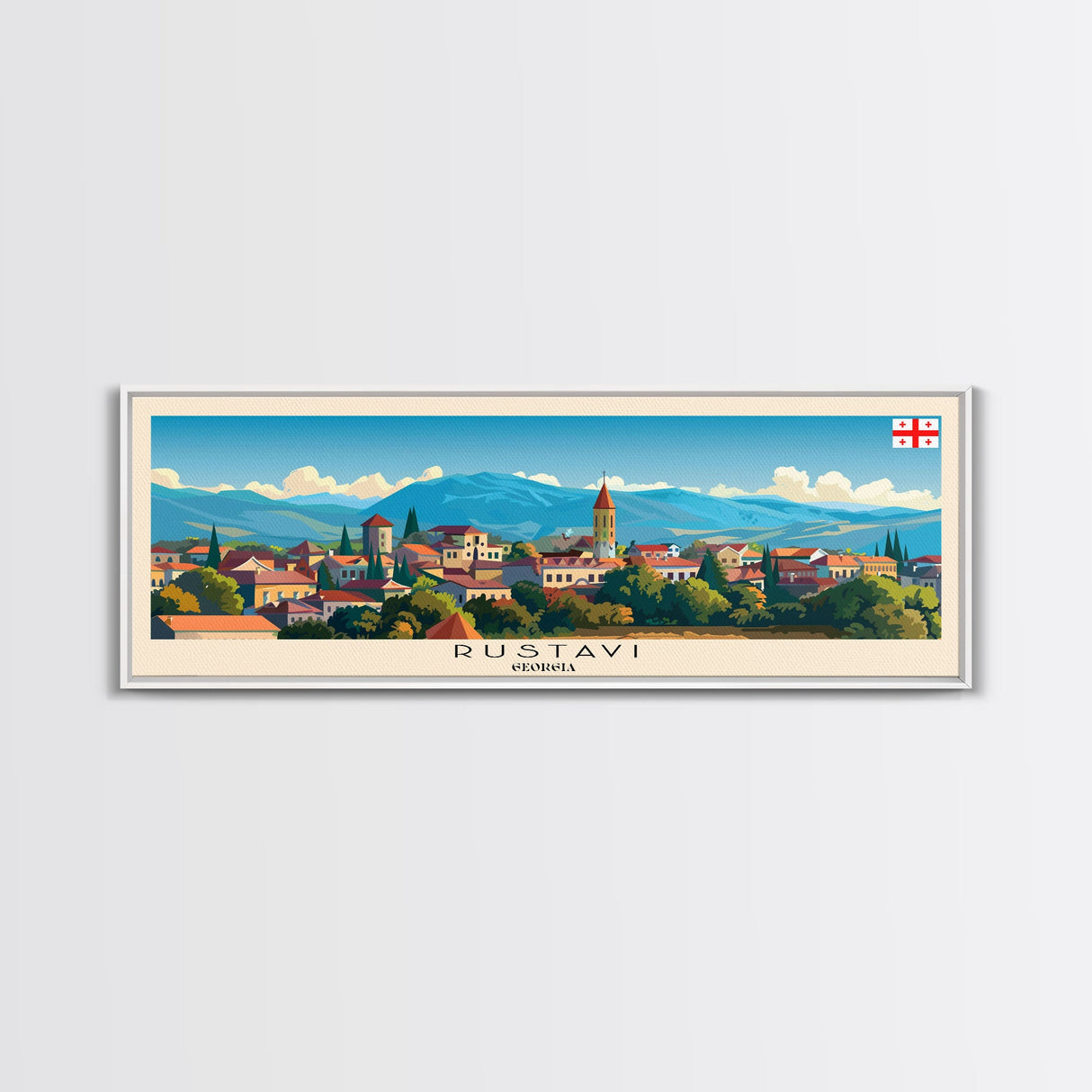 Rustavi Georgia Travel Art, City Art, Framed Canvas Print or Metal Wall Art, Europe Travel Poster, Panoramic Wall Art, Extra Wide Wall Art