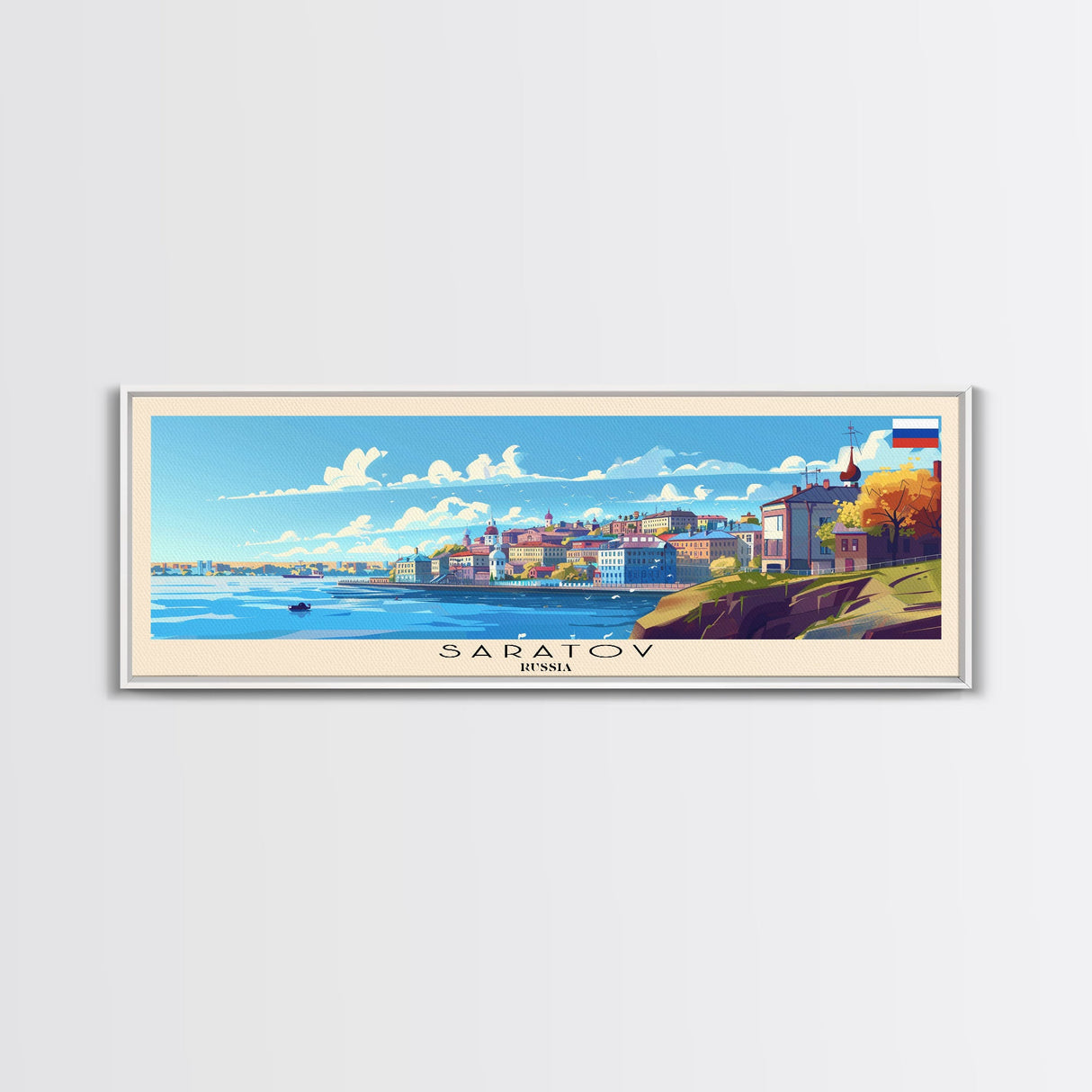 Saratov Russia Wall Art, Panoramic Travel Poster, Panoramic Framed Canvas Print, City Wall Art, Wall Hanging Home Decor, Travel Art