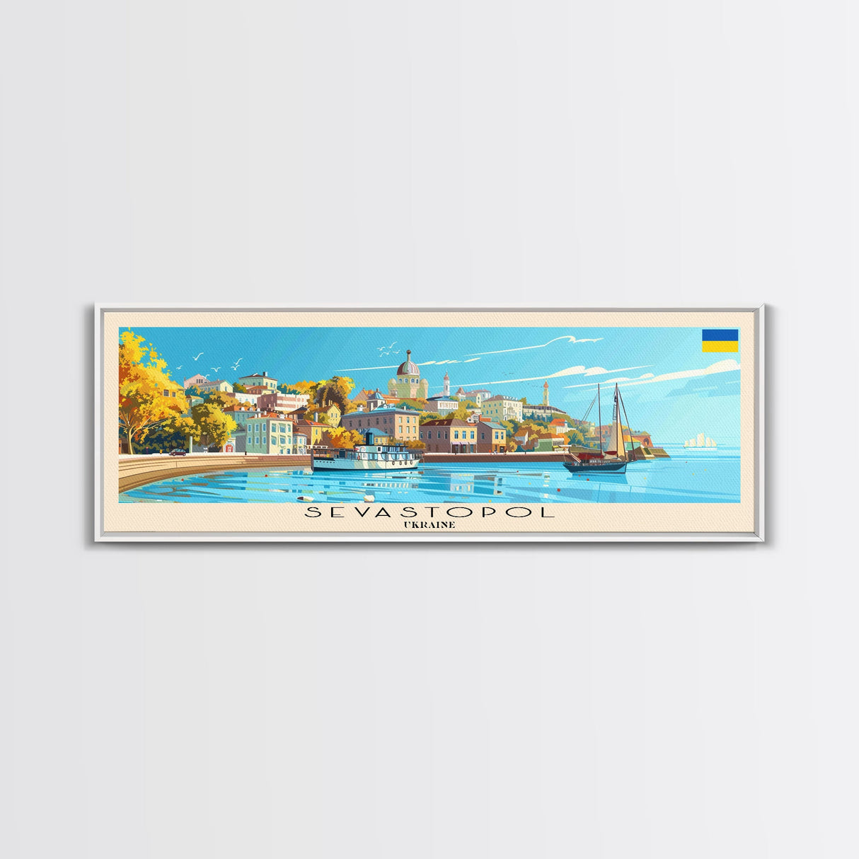 Sevastopol Ukraine Travel Art, City Art, Framed Canvas Print or Metal Wall Art, Europe Travel Poster, Panoramic Wall Art, Extra Wide Wall Art