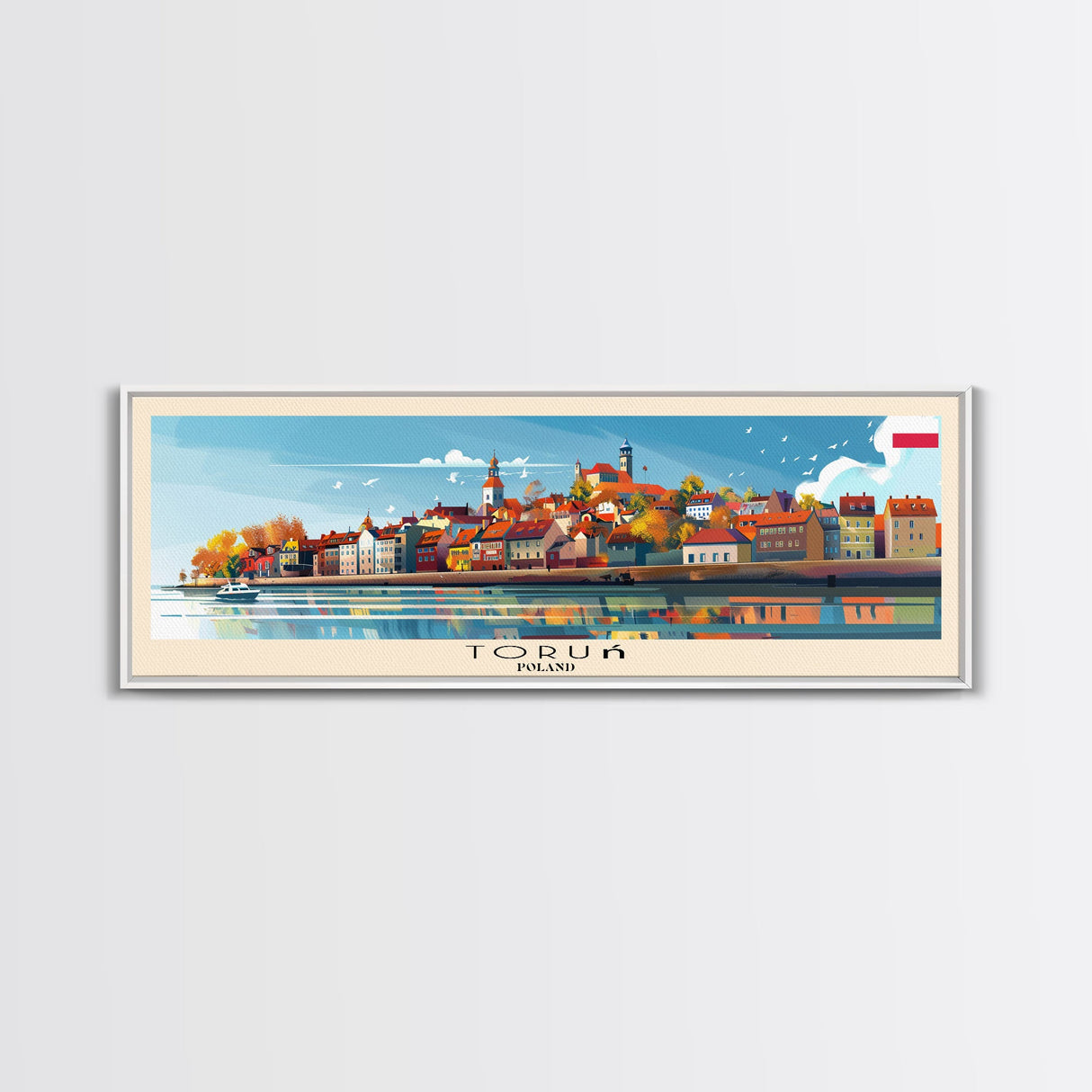 Torun Poland Travel Art, City Art, Framed Canvas Print or Metal Wall Art, Europe Travel Poster, Panoramic Wall Art, Extra Wide Wall Art