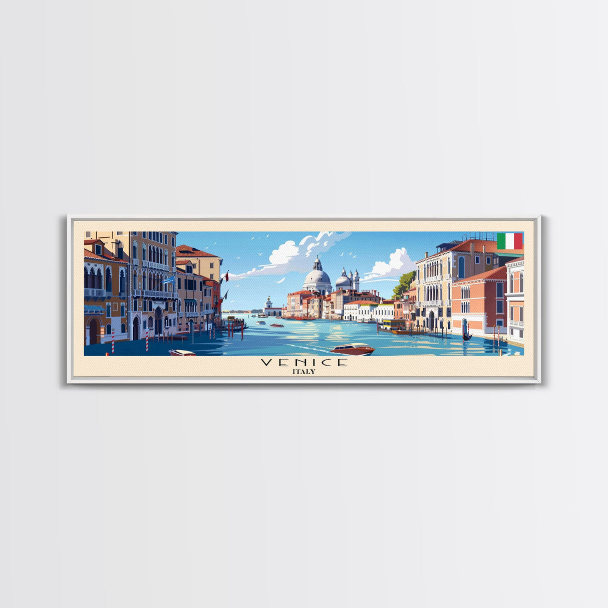 Venice Italy Travel Print Wall Art, Panoramic City Art, Travel Art, Wall Decor, Vacation Gift, Framed Canvas Print Or Metal Art