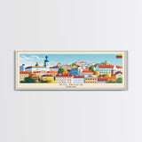 Vilnius Lithuania Wall Art, Panoramic Travel Poster, Panoramic Framed Canvas Print, City Wall Art, Wall Hanging Home Decor, Travel Art