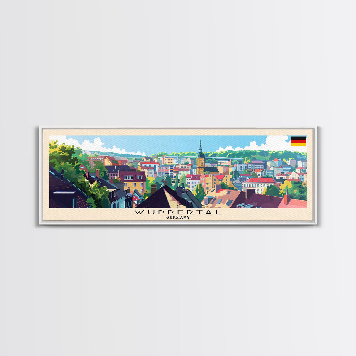 Wuppertal Germany Travel Art, City Art, Framed Canvas Print or Metal Wall Art, Europe Travel Poster, Panoramic Wall Art, Extra Wide Wall Art