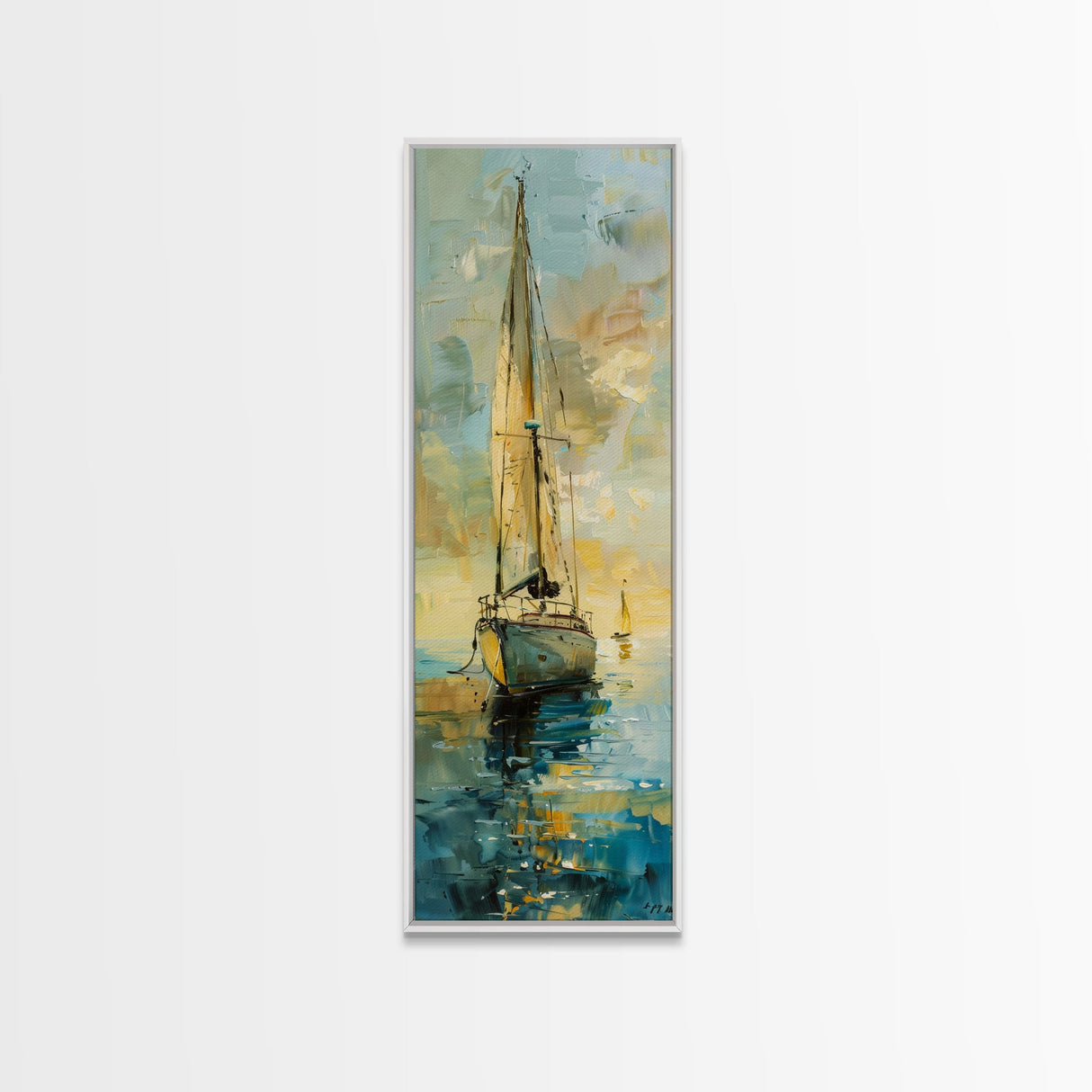 Framed Sailboat Canvas Art Print Framed, Sailboat Painting, Nautical Wall Art for Beach House, Large Wall Art Print for Him, Coastal Art