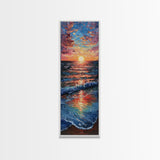 Ocean Sunset Canvas Print - Framed Canvas Print, Skinny Tall Art, Coastal Landscape Wall Art, Living Room Decor, Sunset Painting for Home