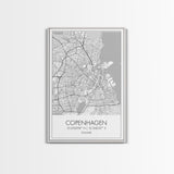 Copenhagen Street Map, Denmark Map, Europe City Map Art, Minimalist Art, Wall Art, Canvas Print, Travel Wall Art, Pilots Gift. Home Décor