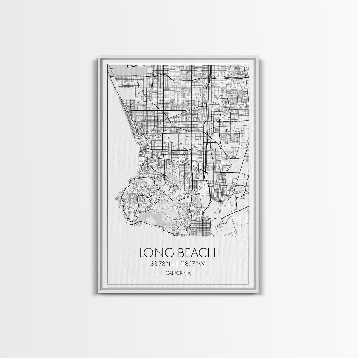 Long Beach Street Map, California Map, City Map Art, Modern Art, Wall Art, Canvas Print, Adventure Wall Art, Home Office Art, Gift For Him