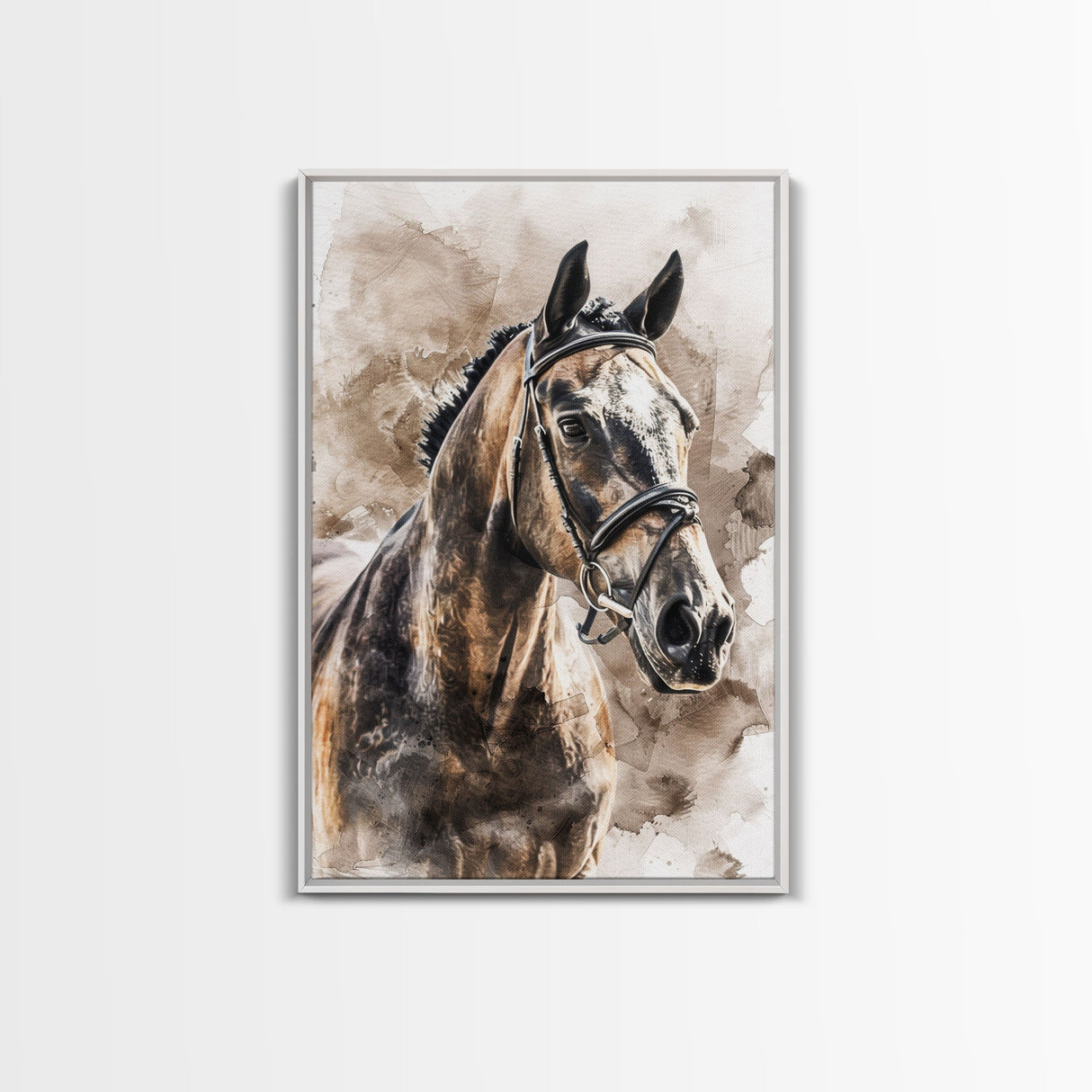 Majestic Horse Portrait in Sepia - Framed Canvas Print, Rustic Living Room Art, Western Bedroom Decor, Equestrian Art, Wall Art