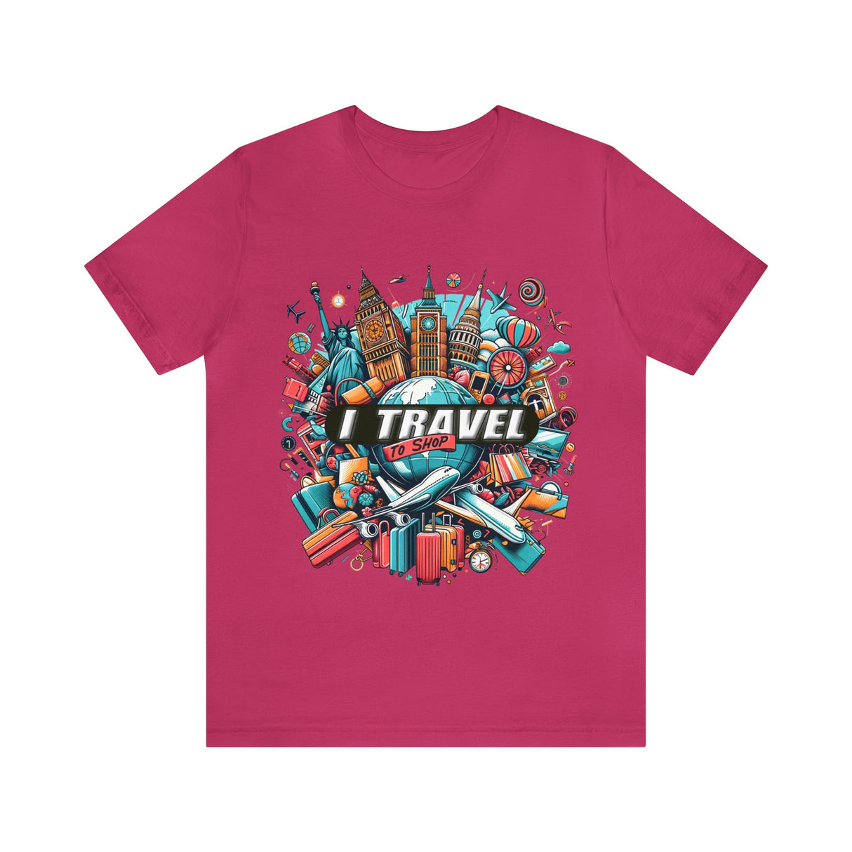 "I Travel To Shop" full color T-shirt