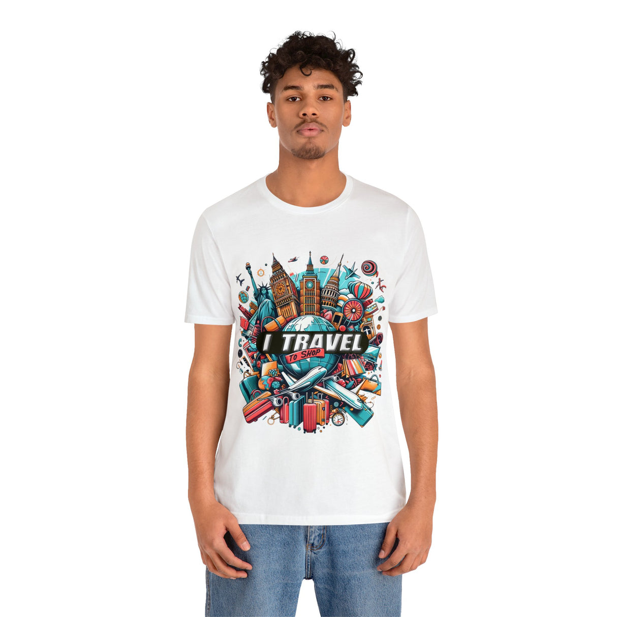 "I Travel To Shop" full color T-shirt