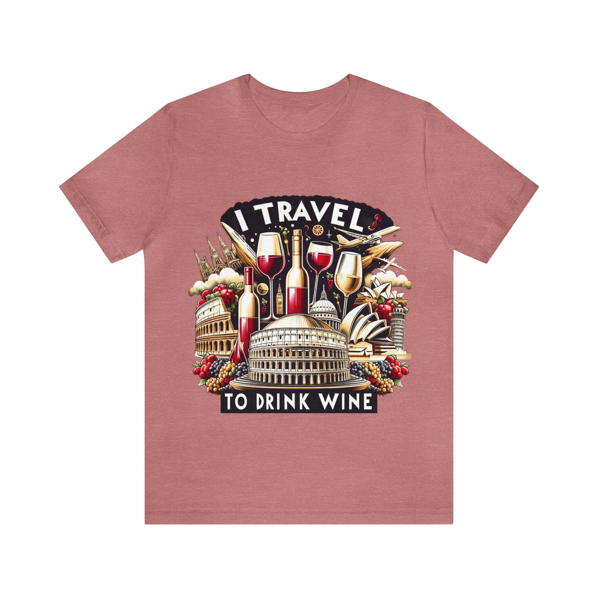 Camiseta "Viajo para beber vino" a todo color