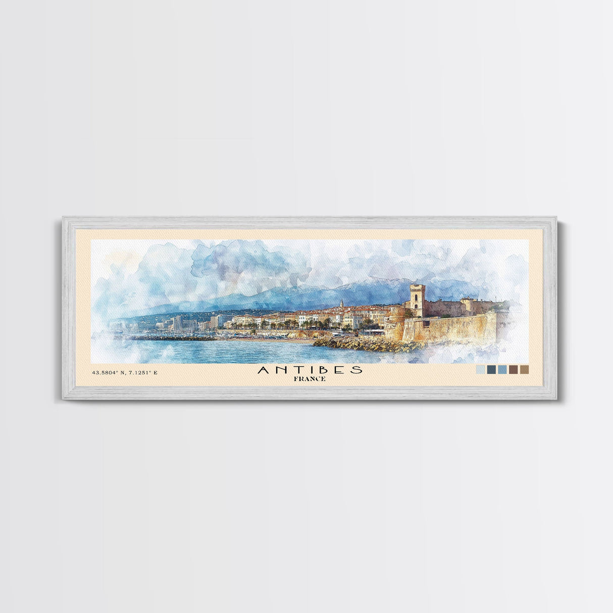 Antibes, France Watercolor Print, Vacation Gift, France Wall Art, Beach Painting, Beach Decor, Large Wall Art, Wood Frame Art