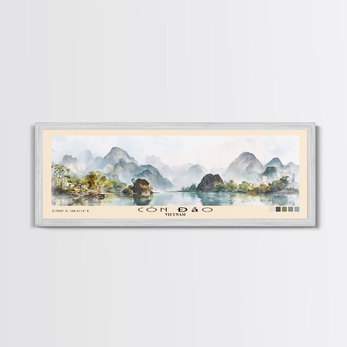 Côn Đảo, Vietnam Watercolor Beach Print, Vacation Gift, Vietnam Wall Art, Framed Canvas Print, Framed Beach Painting