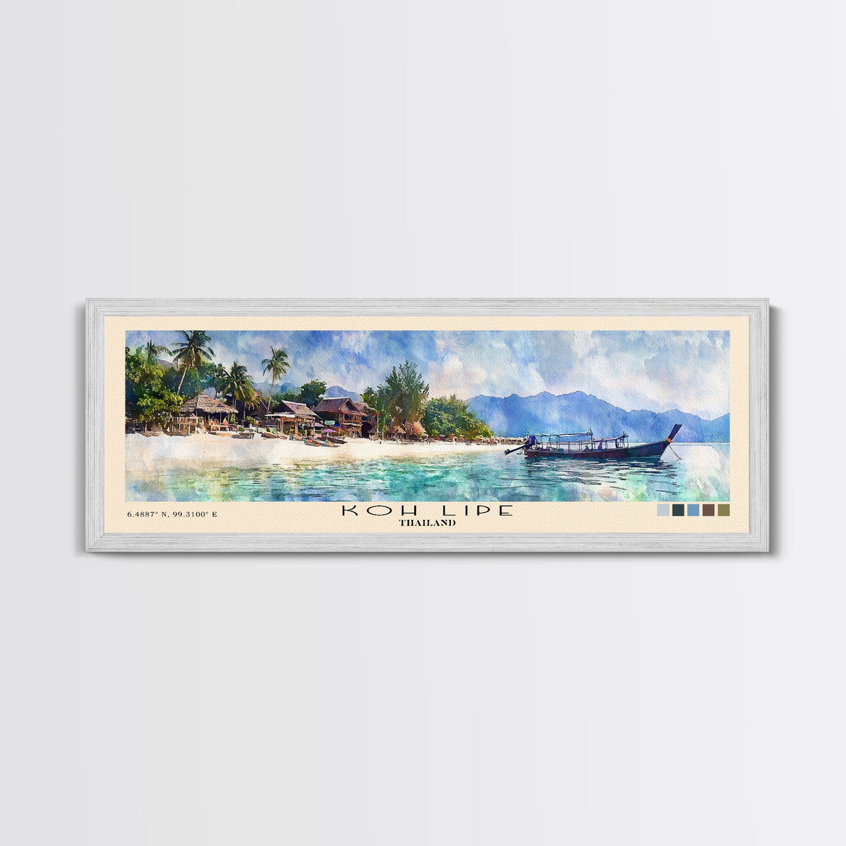 Koh Lipe, Thailand Watercolor Beach Print, Vacation Gift, Thailand Wall Art, Framed Canvas Print, Framed Beach Painting