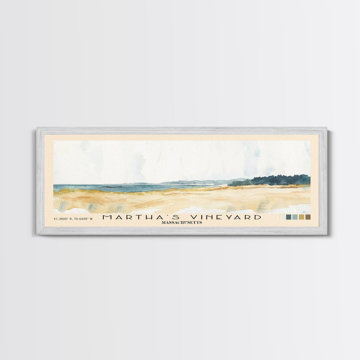 Martha’s Vineyard, Massachusetts Watercolor Beach Print, Vacation Gift, Massachusetts Wall Art, Framed Canvas Print, Framed Beach Painting