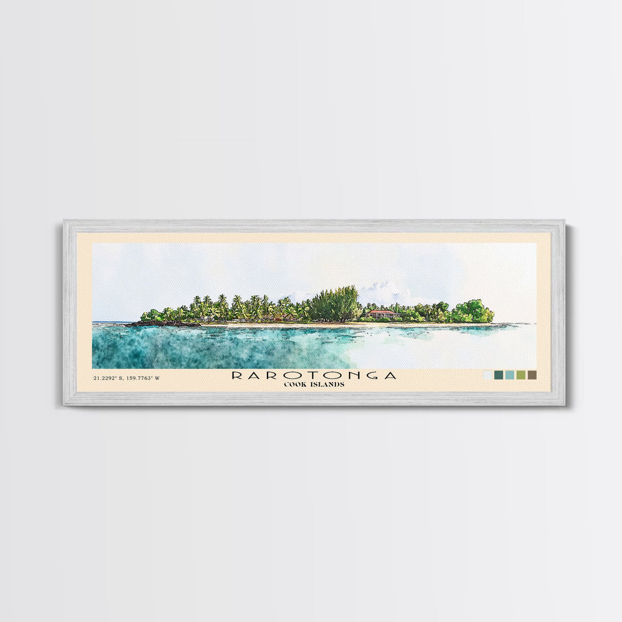 Rarotonga, Cook Islands Watercolor Beach Print, Vacation Gift, Cook Islands Wall Art, Framed Canvas Print, Framed Beach Painting