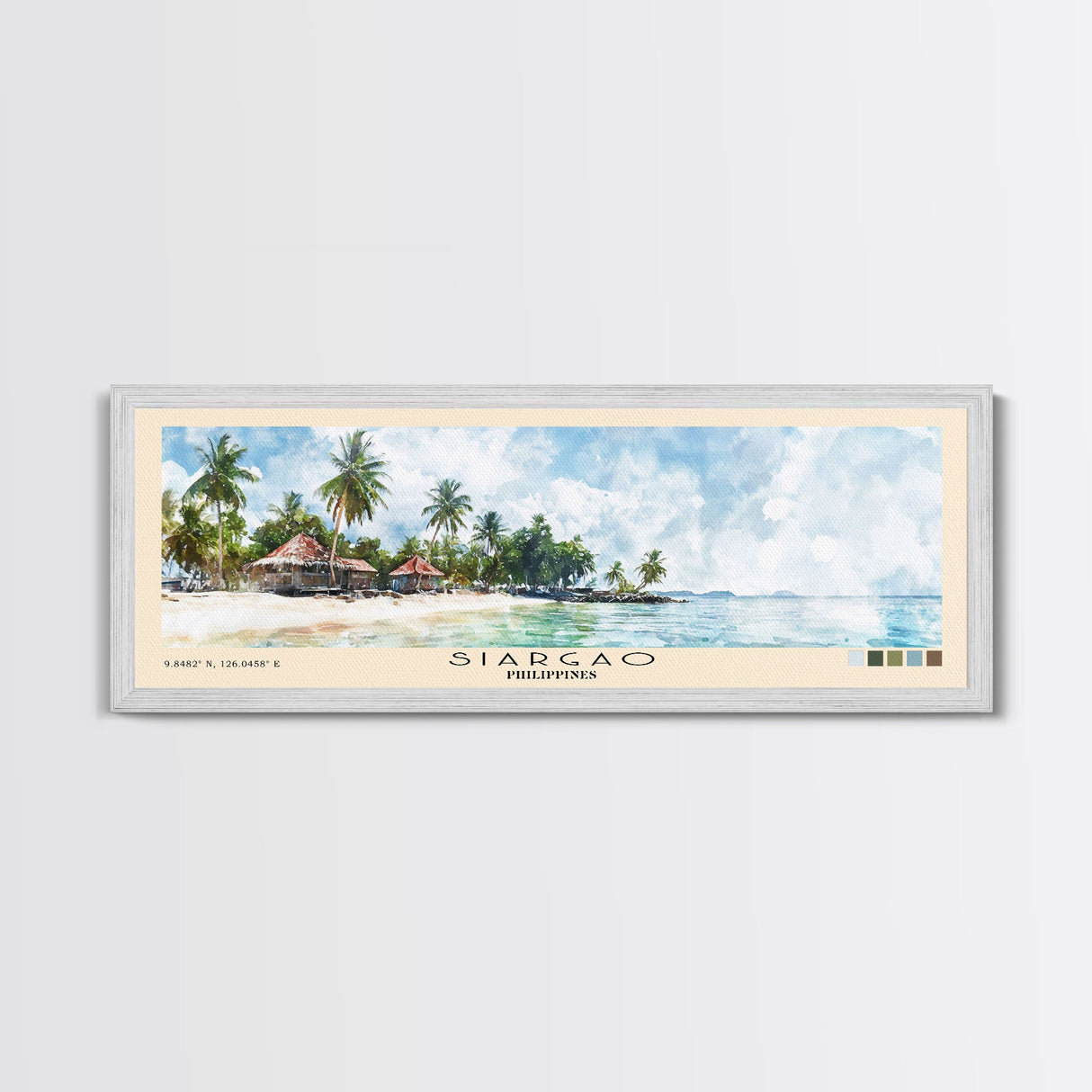 Siargao, Philippines Watercolor Print, Vacation Gift, Philippines Wall Art, Beach Painting, Beach Decor, Large Wall Art, Wood Frame Art