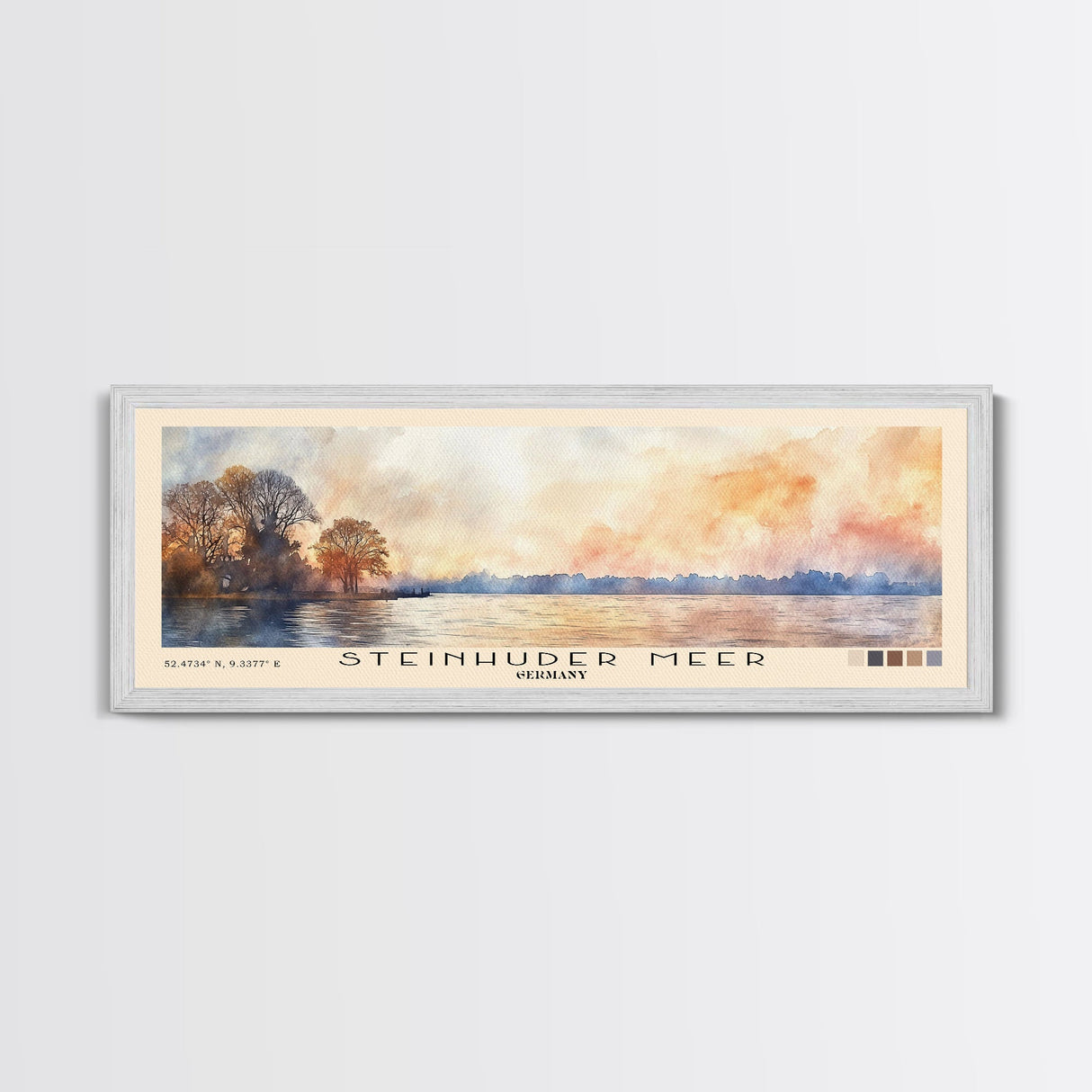 Steinhuder Meer, Germany Watercolor Beach Print, Vacation Gift, Germany Wall Art, Framed Canvas Print, Framed Beach Painting