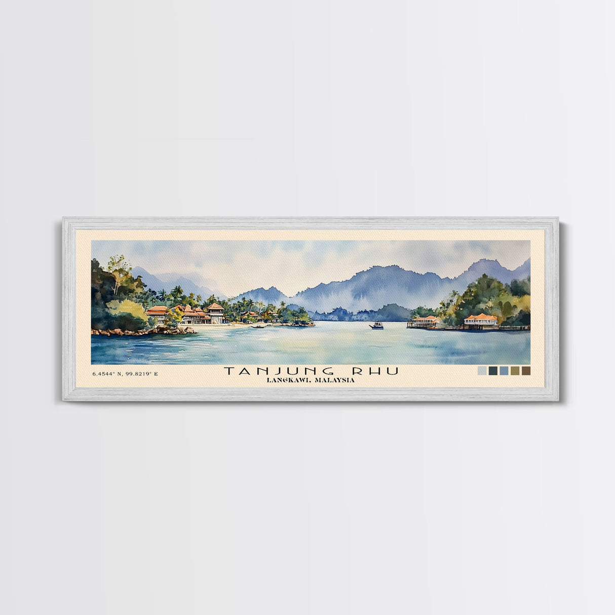 Tanjung Rhu, Langkawi, Malaysia Watercolor Print, Vacation Gift, Langkawi, Malaysia Wall Art, Beach Painting, Beach Decor, Large Wall Art, Wood Frame Art