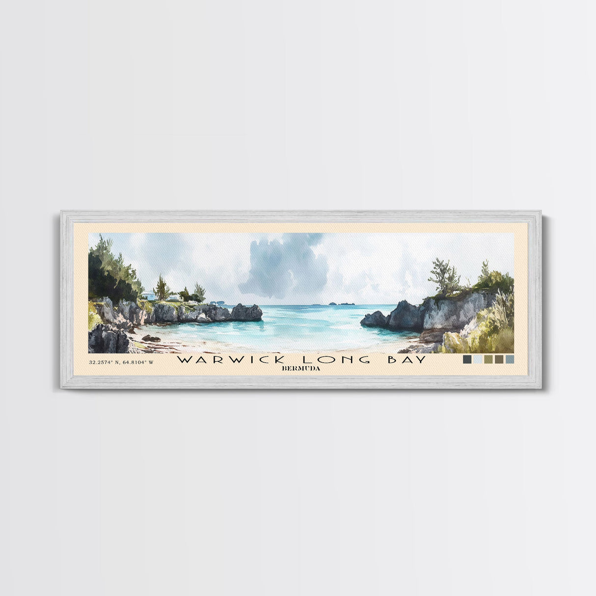 Warwick Long Bay, Bermuda Watercolor Beach Print, Vacation Gift, Bermuda Wall Art, Beach Painting, Beach Decor, Beach Painting