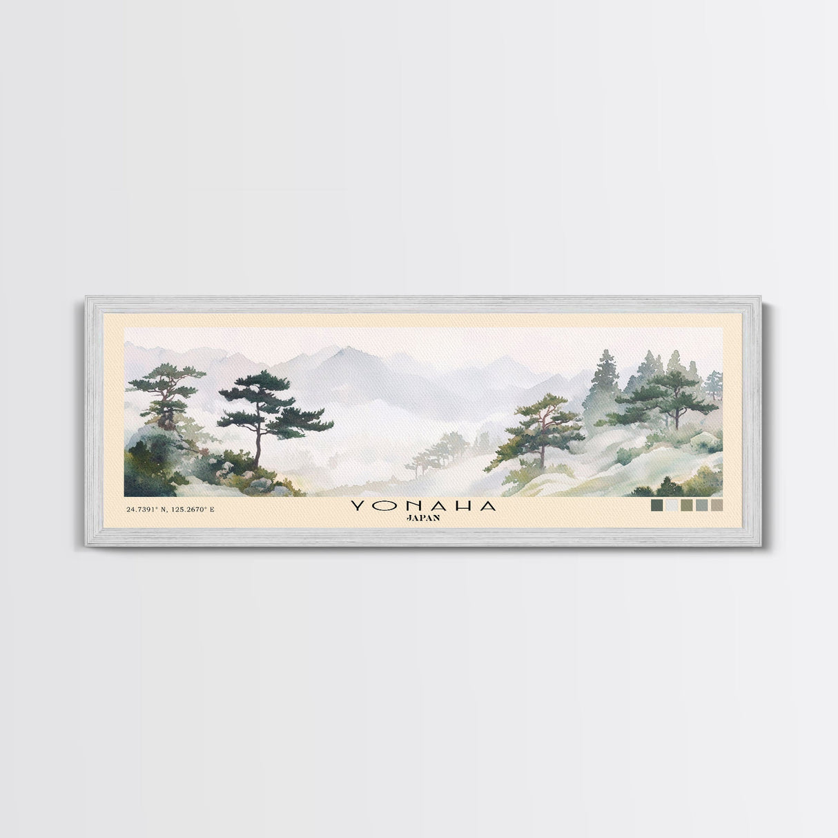 Yonaha, Japan Watercolor Beach Print, Vacation Gift, Japan Wall Art, Framed Canvas Print, Framed Beach Painting