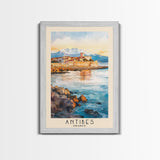 Antibes, France Watercolor Print, Vacation Gift, France Wall Art, Beach Painting, Beach Decor, Large Wall Art, Wood Frame Art