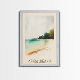 Aroa Beach, Cook Islands Watercolor Print, Vacation Gift, Cook Islands Wall Art, Beach Painting, Beach Decor, Large Wall Art, Wood Frame Art