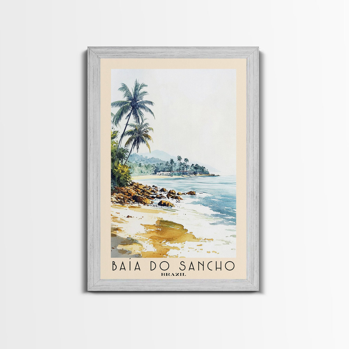 Baía do Sancho, Brazil Watercolor Beach Print, Vacation Gift, Brazil Wall Art, Beach Painting, Beach Decor, Beach Painting