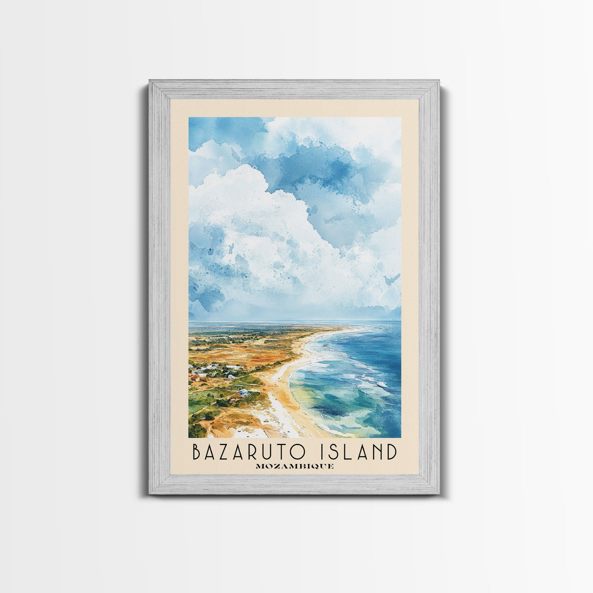 Bazaruto Island, Mozambique Watercolor Beach Print, Vacation Gift, Mozambique Wall Art, Beach Painting, Beach Decor, Beach Painting